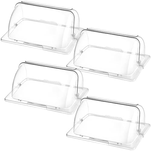 4 Pcs Clear Chafing Dish Cover Half Size Roll Top Bakery Pan Display