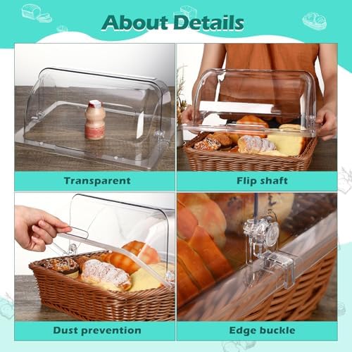 4 Pcs Clear Chafing Dish Cover Half Size Roll Top Bakery Pan Display, alternate view 5