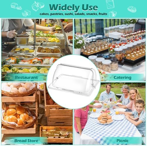 4 Pcs Clear Chafing Dish Cover Half Size Roll Top Bakery Pan Display, alternate view 7