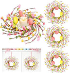 4 Pcs Easter Decorations Small Easter Wreath, 11 Inch Easter Decor Mini Easter Egg Wreaths with Flowers Berries