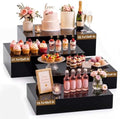 4 Pcs Extra Large Buffet Risers, Black, 15.7''16.7''17.7''18.7'' in Black