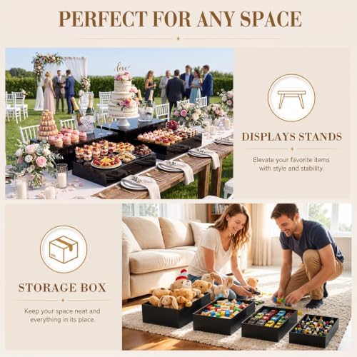 4 Pcs Extra Large Buffet Risers, Black, 15.7''16.7''17.7''18.7'' in Black, alternate view 5