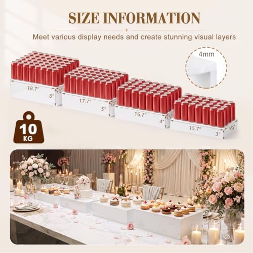 4 Pcs Extra Large Buffet Risers, White, 15.7''16.7''17.7''18.7'' in White, alternate view 2
