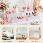4 Pcs Extra Large Buffet Risers, White, 15.7''16.7''17.7''18.7'' in White, alternate view 3