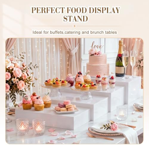 4 Pcs Extra Large Buffet Risers, White, 15.7''16.7''17.7''18.7'' in White, alternate view 4