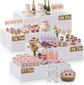 4 Pcs Extra Large Buffet Risers, White, 20.7" 19.7" 18.7" 17.7" in 7.2 to 16" in White