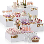 4 Pcs Extra Large Buffet Risers, White, 20.7" 19.7" 18.7" 17.7" in 7.2 to 16" in White