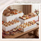 4 Pcs Extra Large Buffet Risers, White, 20.7" 19.7" 18.7" 17.7" in 7.2 to 16" in White, alternate view 2