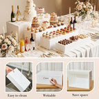 4 Pcs Extra Large Buffet Risers, White, 20.7" 19.7" 18.7" 17.7" in 7.2 to 16" in White, alternate view 4