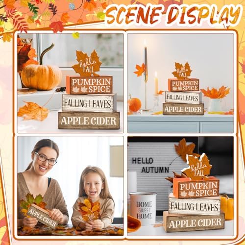 4 Pcs Fall Decor Wooden Maple Leaf Decoration Thanksgiving Decor, alternate view 4