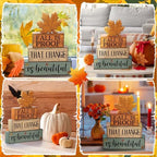 4 Pcs Fall Decoration For Home Wooden Maple Leaf Stacked Decor, alternate view 4