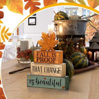 4 Pcs Fall Decoration For Home Wooden Maple Leaf Stacked Decor, alternate view 5