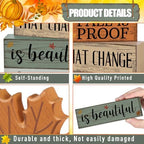 4 Pcs Fall Decoration For Home Wooden Maple Leaf Stacked Decor, alternate view 6