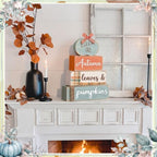 4 Pcs Fall Pumpkin Table Decoration Wooden Pumpkin Centerpiece, alternate view 5