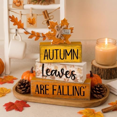 4 Pcs Fall Table Decorations Wooden Autumn Maple Leaf Decor, alternate view 2