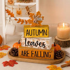 4 Pcs Fall Table Decorations Wooden Autumn Maple Leaf Decor, alternate view 2