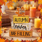 4 Pcs Fall Table Decorations Wooden Autumn Maple Leaf Decor, alternate view 3