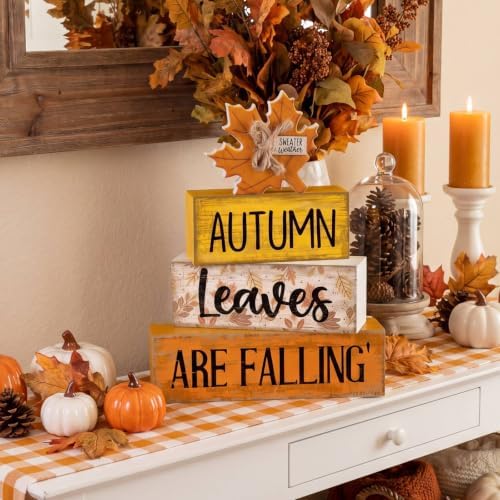 4 Pcs Fall Table Decorations Wooden Autumn Maple Leaf Decor, alternate view 4