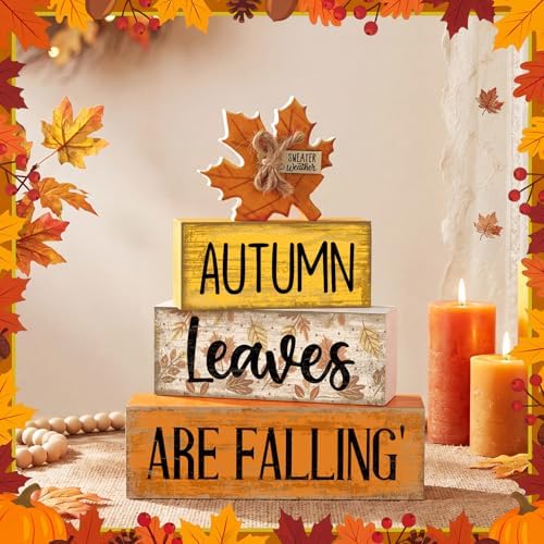 4 Pcs Fall Table Decorations Wooden Autumn Maple Leaf Decor, alternate view 6