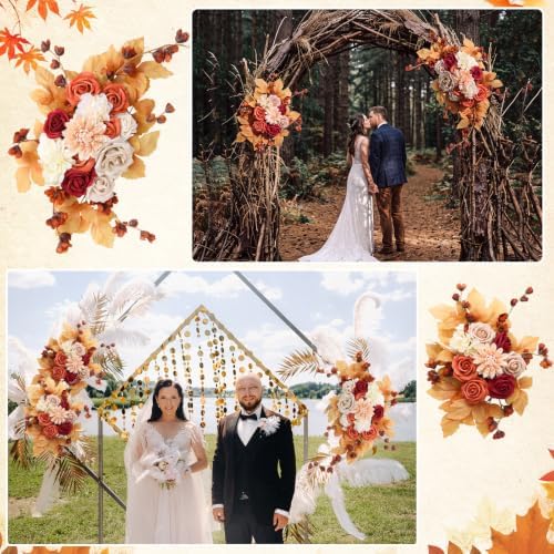 4 Pcs Fall Wedding Arch Flower Artificial Faux Floral Swag, Amber, alternate view 6