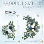 4 Pcs Fall Wedding Arch Flower Artificial Faux Floral Swag, Blue in Blue, alternate view 3