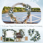 4 Pcs Fall Wedding Arch Flower Artificial Faux Floral Swag, Blue in Blue, alternate view 6
