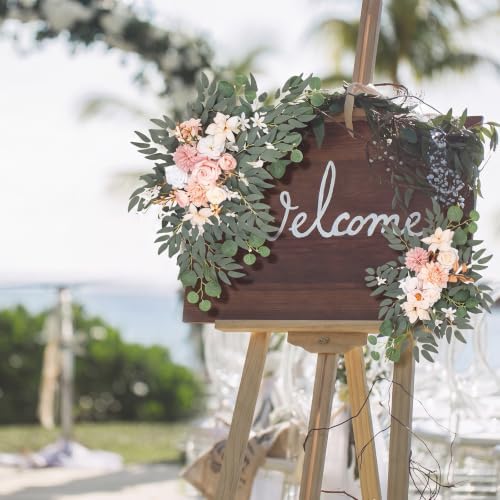4 Pcs Fall Wedding Arch Flower Artificial Faux Floral Swag, Champagne, alternate view 2