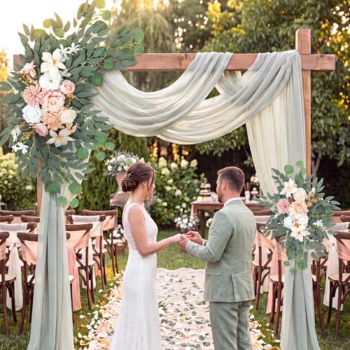 4 Pcs Fall Wedding Arch Flower Artificial Faux Floral Swag, Champagne, alternate view 5