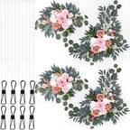 4 Pcs Fall Wedding Arch Flower Artificial Faux Floral Swag, Pink in Pink
