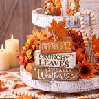 4 Pcs Fall Wooden Tiered Tray Decor Rustic Farmhouse Signs, alternate view 2