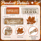 4 Pcs Fall Wooden Tiered Tray Decor Rustic Farmhouse Signs, alternate view 3