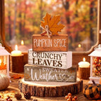 4 Pcs Fall Wooden Tiered Tray Decor Rustic Farmhouse Signs, alternate view 6