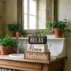 4 Pcs Farmhouse Bathroom Shelf Decor, Relax Renew Refresh Signs, alternate view 2