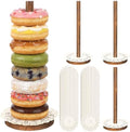 4 PCS Farmhouse Donut Stand for Dessert Table Donut Wooden Stand Bagel Stands Holder Doughnut Stands 10in Long