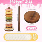 4 PCS Farmhouse Donut Stand for Dessert Table Donut Wooden Stand Bagel Stands Holder Doughnut Stands 10in Long, alternate