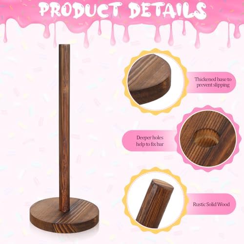 4 PCS Farmhouse Donut Stand for Dessert Table Donut Wooden Stand Bagel Stands Holder Doughnut Stands 10in Long, alternate