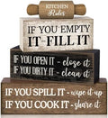 4 Pcs Farmhouse Tiered Tray Decor, Kitchen Rules Wooden Signs