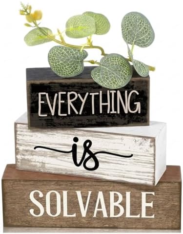 4 Pcs Farmhouse Tiered Tray Decor Wooden Block Signs Rustic