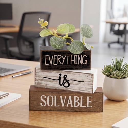 4 Pcs Farmhouse Tiered Tray Decor Wooden Block Signs Rustic, alternate view 5