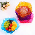 4 Pcs Flower Shaped Serving Bowl Fruit Plate 4 Colors Stackable Clear Spring Floral Candy Platter Dish for Home