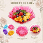 4 Pcs Flower Shaped Serving Bowl Fruit Plate 4 Colors Stackable Clear Spring Floral Candy Platter Dish for Home, alternate