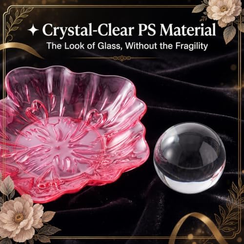 4 Pcs Flower Shaped Serving Bowl Fruit Plate 4 Colors Stackable Clear Spring Floral Candy Platter Dish for Home, alternate