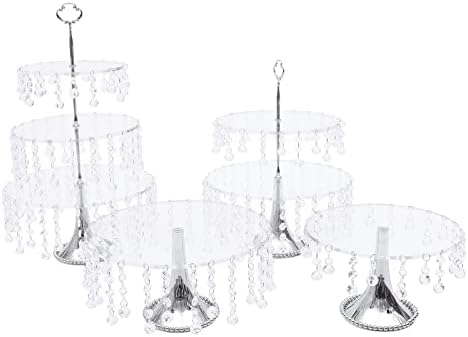4 Pcs Gold Cake Stand Set, Crystal Cake Display Stand Dessert Table Display Set Metal Square Serving Trays