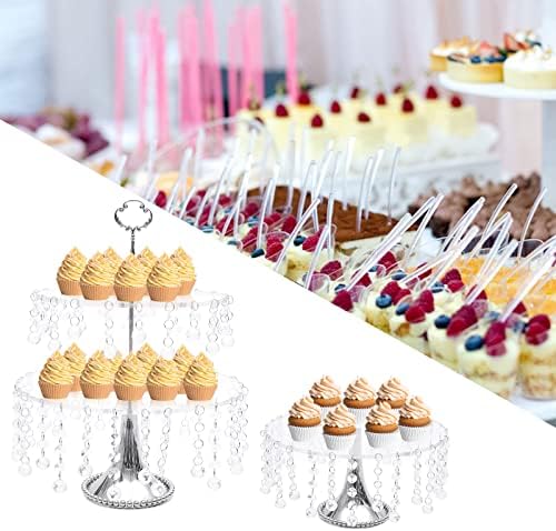 4 Pcs Gold Cake Stand Set, Crystal Cake Display Stand Dessert Table Display Set Metal Square Serving Trays, alternate view 2