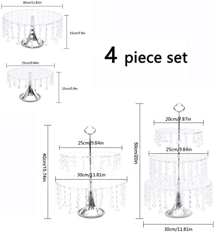 4 Pcs Gold Cake Stand Set, Crystal Cake Display Stand Dessert Table Display Set Metal Square Serving Trays, alternate view 3