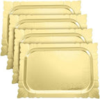 4 Pcs Gold Rectangle Serving Trays, Paper Cardboard Platters in Gold