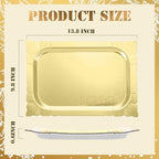 4 Pcs Gold Rectangle Serving Trays, Paper Cardboard Platters in Gold, alternate view 3