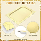 4 Pcs Gold Rectangle Serving Trays, Paper Cardboard Platters in Gold, alternate view 4