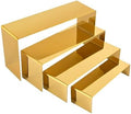 4 Pcs Gold Stainless Steel Display Risers, Display Stand for Cupcake Dessert Perfume Purse Handbag Shoe Jewelry