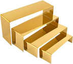 4 Pcs Gold Stainless Steel Display Risers, Display Stand for Cupcake Dessert Perfume Purse Handbag Shoe Jewelry, alternate